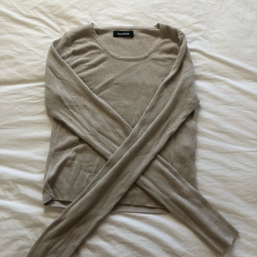 Naadam Cropped Long-sleeved Cashmere+Silk Sweater